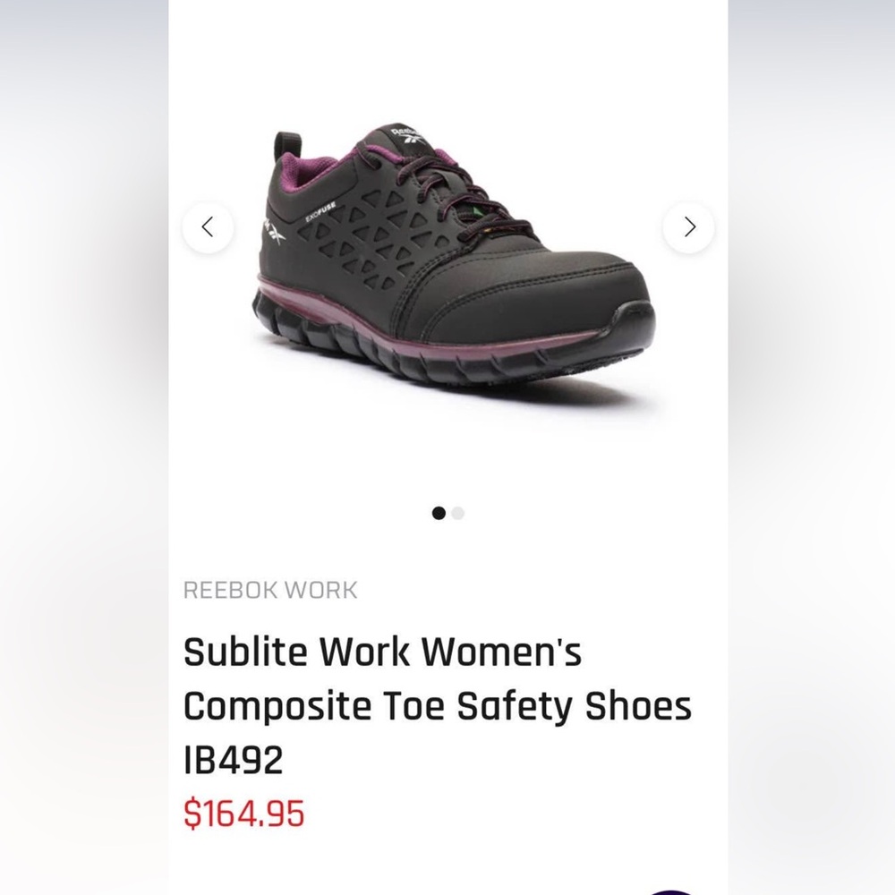 Womens Light Steel Toe Reebok Running Safety Shoe Size 10